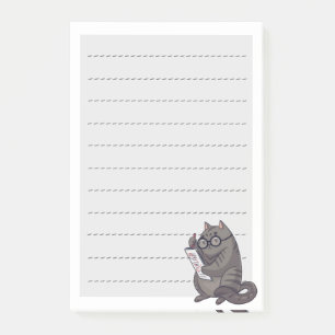 Cute Working Cat in Glasses Lined List Post-it® Notes