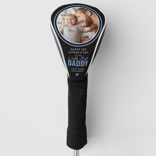 Cute Worlds Best Dad Foto 1st Vaderdag Golfheadcover (Voorkant)