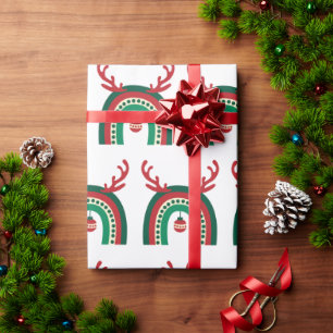 Cute Xmas Holiday Kerstregenbooggeschreeuw Cadeaupapier