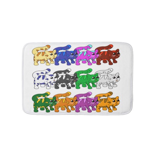 Cute Xmas Kitten Cat Pattern Rows Badmat (Voorkant)