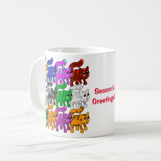 Cute Xmas Pattern Kitten Crowd Koffiemok (Voorkant links)