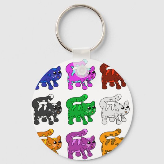 Cute Xmas Pattern Kitten Group Sleutelhanger (Voorkant)