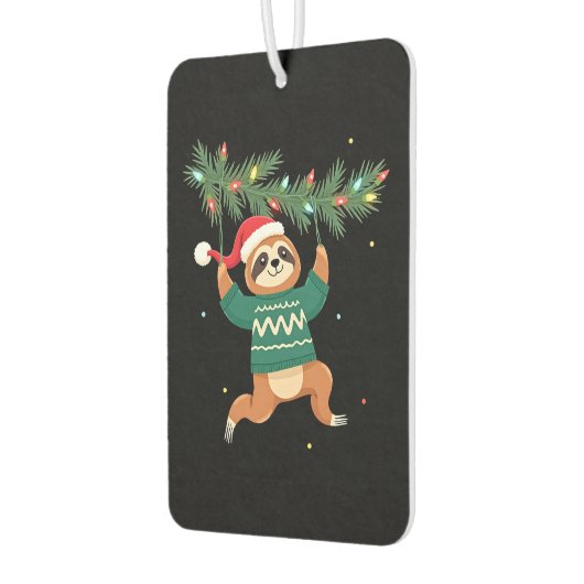 Cute Xmas Sloth Santa Hat Christmas Sloth - Tree L Luchtverfrisser (Links)