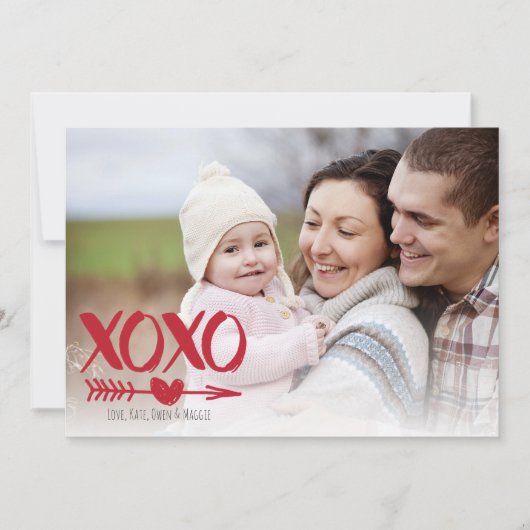 Cute XOXO Coeur Saint Valentin Carte photo (Devant)