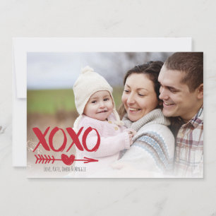 Cute XOXO Coeur Saint Valentin Carte photo