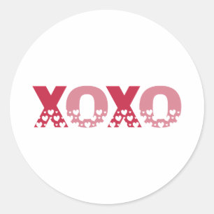 Cute XOXO Hugs en Kisses Elegant Ronde Sticker
