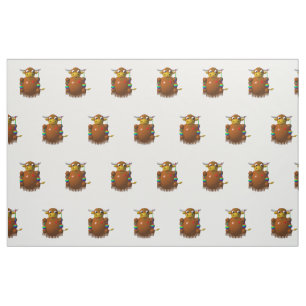 Cute Yak met Yo-Yos Fabric Stof