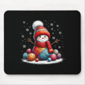 Cute Yarn Snowman Quilter Christmas Crochet Knitti Muismat (Voorkant)