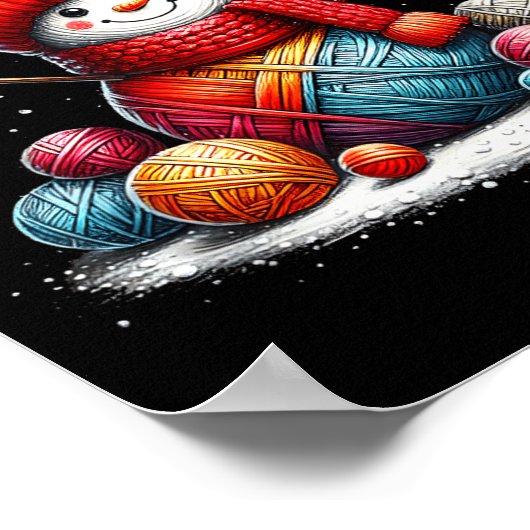 Cute Yarn Snowman Quilter Christmas Crochet Knitti Poster (Hoek)