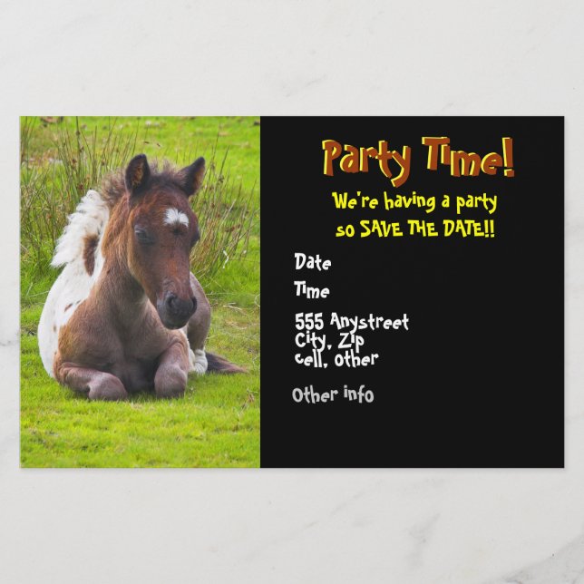 Cute Yearling Foal party uitnodigingen (Voorkant)