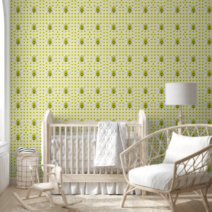 Cute Yellow Baby bee Gender Neutral Patterated Behang