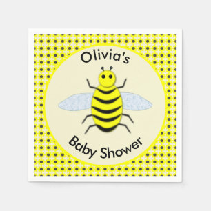 Cute Yellow Baby Bee Genderneutraal Baby shower Servet