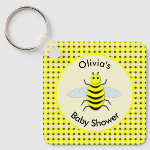Cute Yellow Baby Bee Genderneutraal Baby shower Sleutelhanger