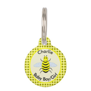 Cute Yellow Baby Bee Genderneutrale Aangepast Huisdierpenning