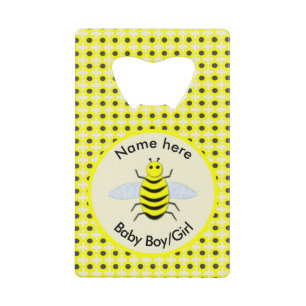 Cute Yellow Baby bee Geslacht Neutraal Aangepast Kredietkaart Flessenopener