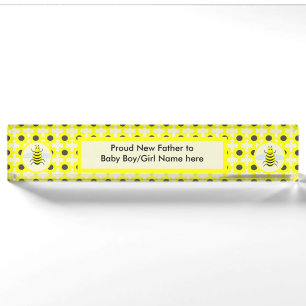 Cute Yellow Baby bee Geslacht Neutraal Aangepast Naambordje