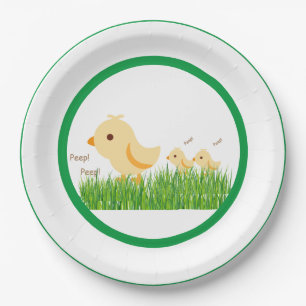 Cute Yellow Baby Chick Baby shower Papieren Bordje