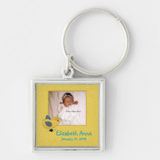 Cute Yellow Baby Chick Foto geboorteaankondiging Sleutelhanger