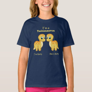 Cute Yellow Baby Dinosaur Twins Persoonlijk T-shirt