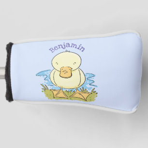 Cute yellow baby ducking cartoon illustratie golfheadcover