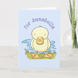 Cute yellow baby ducking cartoon illustratie kaart