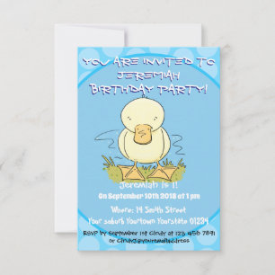 Cute yellow baby ducking cartoon illustratie kaart