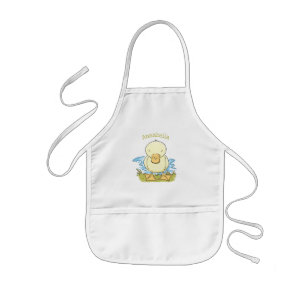 Cute yellow baby ducking cartoon illustratie kinder schort
