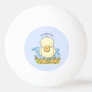 Cute yellow baby ducking cartoon illustratie pingpongballen