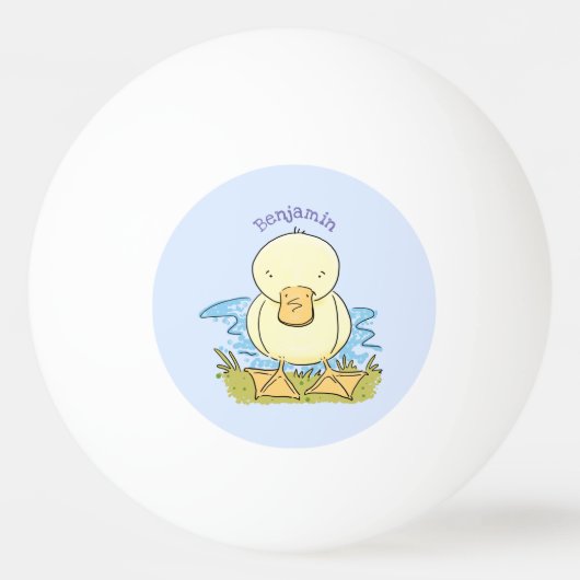 Cute yellow baby ducking cartoon illustratie pingpongballen (Achterkant)