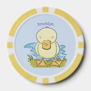 Cute yellow baby ducking cartoon illustratie poker chips