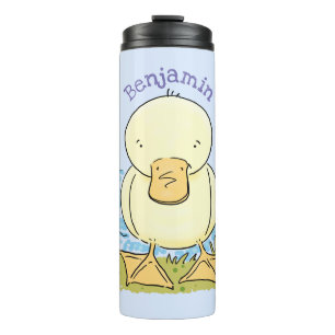 Cute yellow baby ducking cartoon illustratie thermosbeker