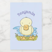 Cute yellow baby ducking cartoon illustratie voedselcontainer etiket (Enkel label)