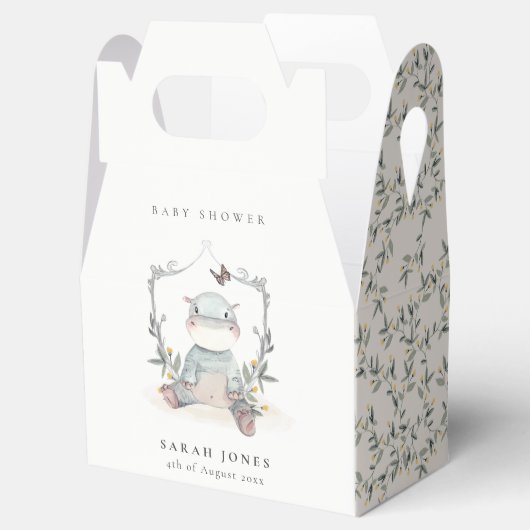 Cute Yellow Baby Hippo Foliage Balloon Baby shower Bedankdoosjes (Geopend)