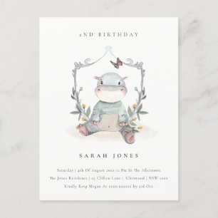 Cute Yellow Baby Hippo Foliage elke dag van de lee Briefkaart