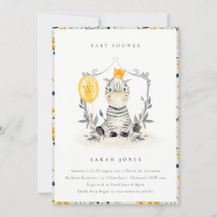Cute Yellow Baby Zebra Foliage Baby shower Invite Bedankkaart