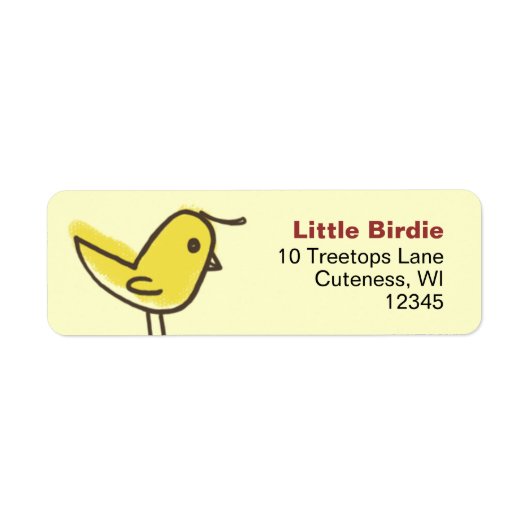 Cute Yellow Bird Chick Return Address Labels (Voorkant)