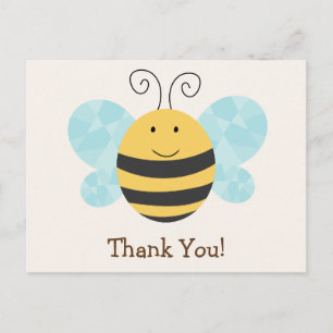Cute Yellow & Black Bee Hartelijk dank Briefkaart