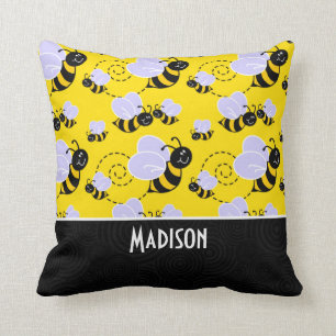 Cute Yellow & Black Bee Kussen