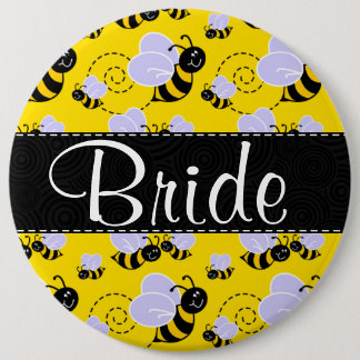 Cute Yellow & Black Bee Ronde Button 6,0 Cm