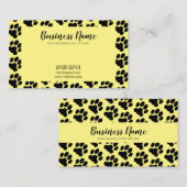 Cute Yellow & Black Paw Print Pattern Dog Walking Visitekaartje (Voorkant / Achterkant)