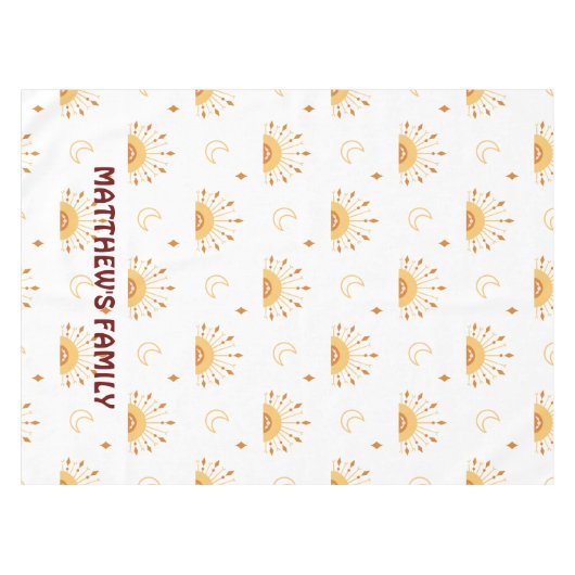 Cute Yellow Boho Celestial Seamless Pattern Family Tafelkleed (Voorkant (Horizontaal))