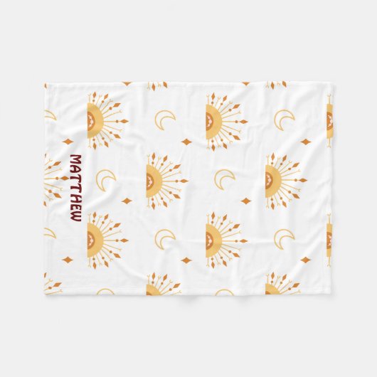 Cute Yellow Boho Celestial Seamless Pattern Fleece Deken (Voorkant (Horizontaal))