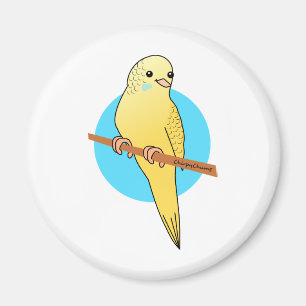Cute Yellow Budgie Magneet