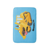 Cute yellow bulldozer cartoon badmat (Voorkant Verticaal)