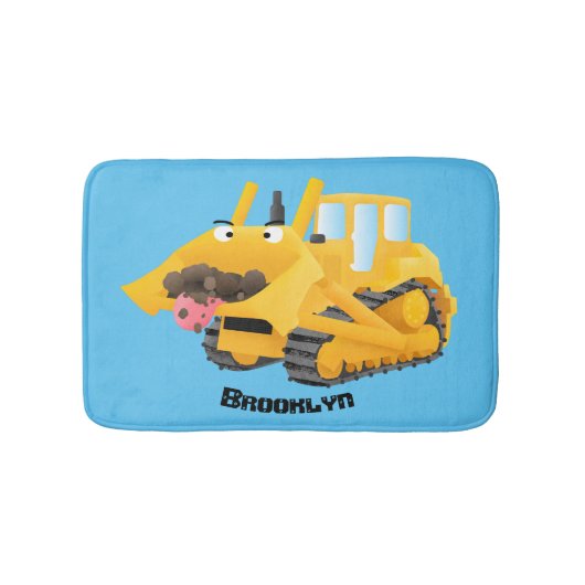 Cute yellow bulldozer cartoon badmat (Voorkant)