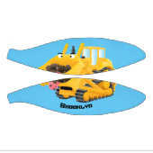 Cute yellow bulldozer cartoon basketbal (Panelen)