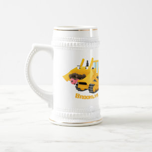 Cute yellow bulldozer cartoon bierpul
