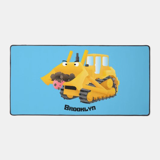 Cute yellow bulldozer cartoon bureaumat (Voorkant)