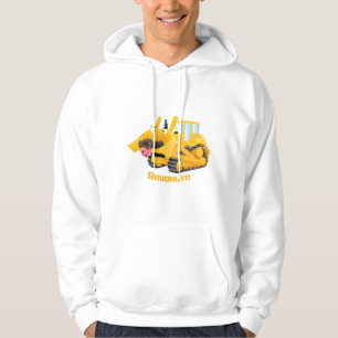 Cute yellow bulldozer cartoon hoodie