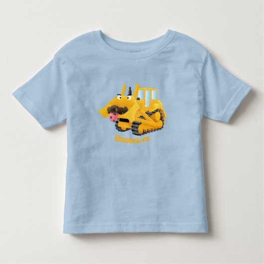 Cute yellow bulldozer cartoon kinder shirts (Voorkant)
